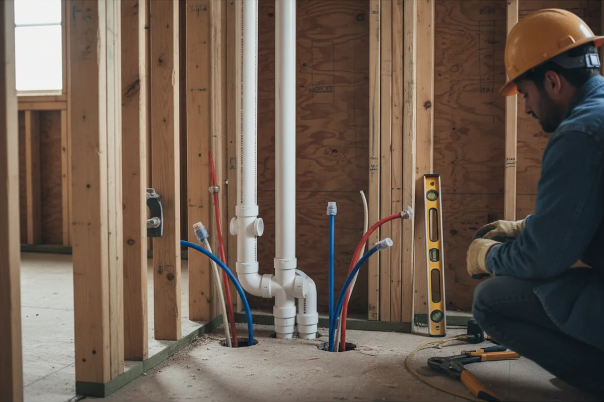 Drain and supply rough-in during Leak Detection in Mendocino